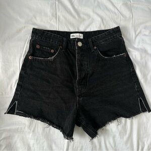 Zara Black High Waisted Denim Shorts